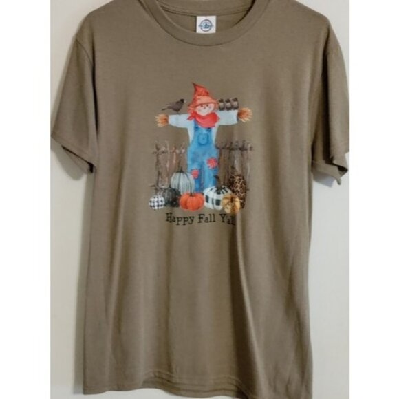 Happy Fall Y'all T-Shirt Womens Small Scarecrow Pumpkin - Picture 1 of 11